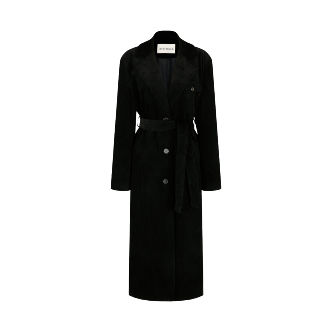 - (W) Aviemuah Belted Corduroy Coat Black