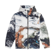 Diesel Windbreaker with Planet Print Black White