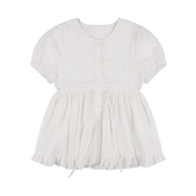 Fancy Club Shirring Puff Blouse White