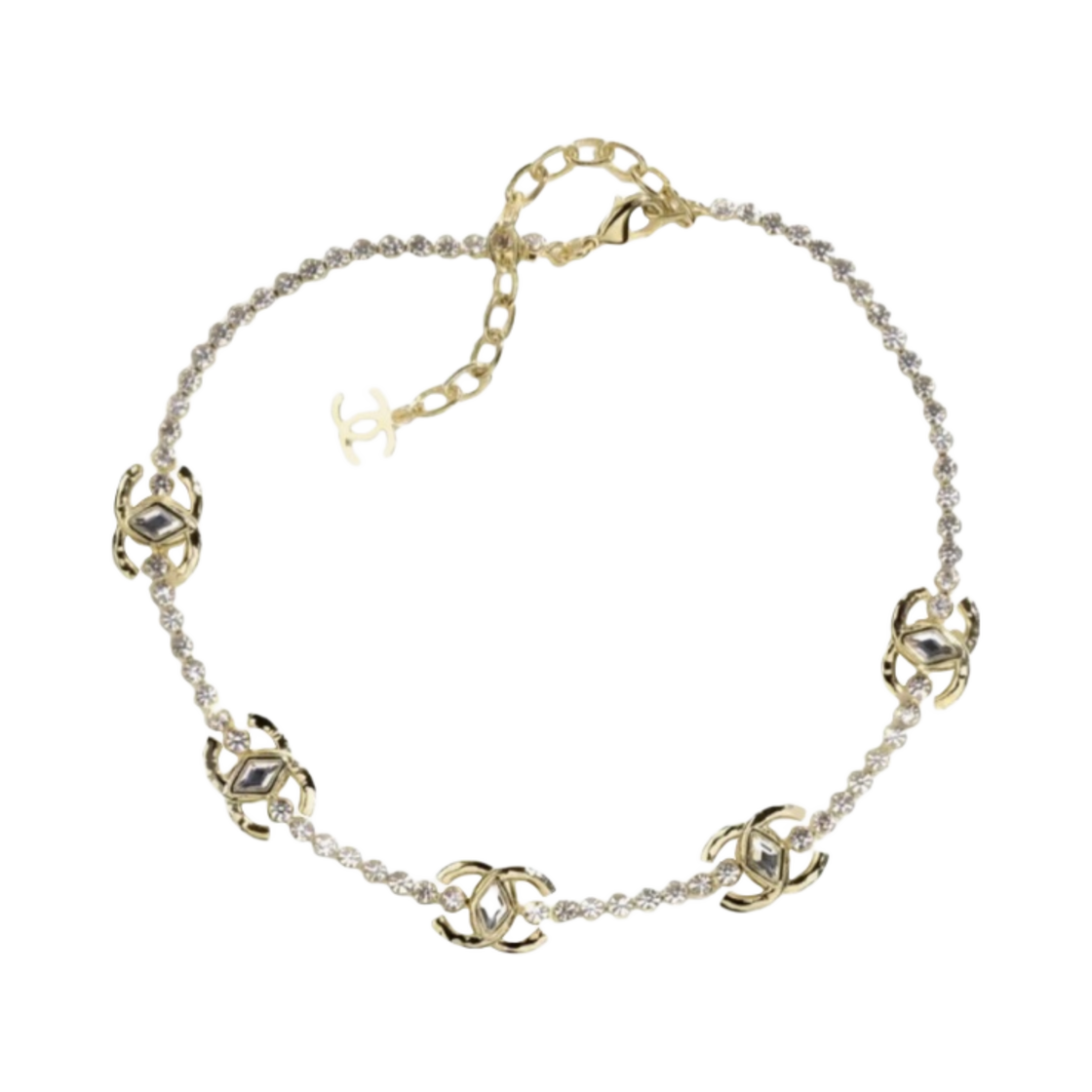 (W) 샤넬 초커 메탈 스트라스 & 골드 크리스탈((W) Chanel Choker Metal Strass & Gold Crystal)