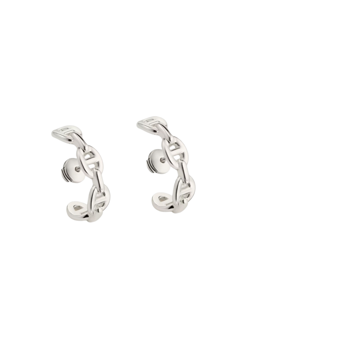 H122506B00 (W) Hermes Chaine d'Ancre Enchainee Ear Climber Earrings Sterling Silver