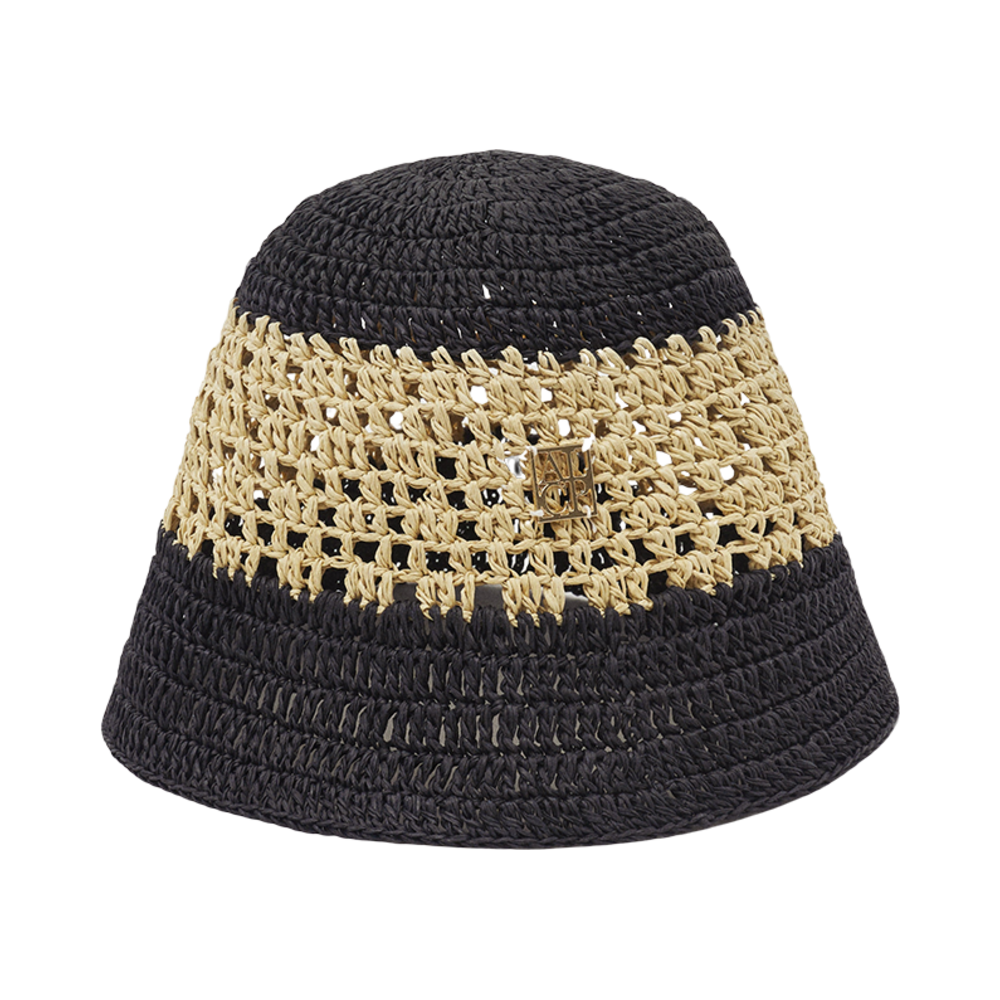 25SSCBPCH-BB Allincomplete Color Block Paper Crochet Hat Black & Beige
