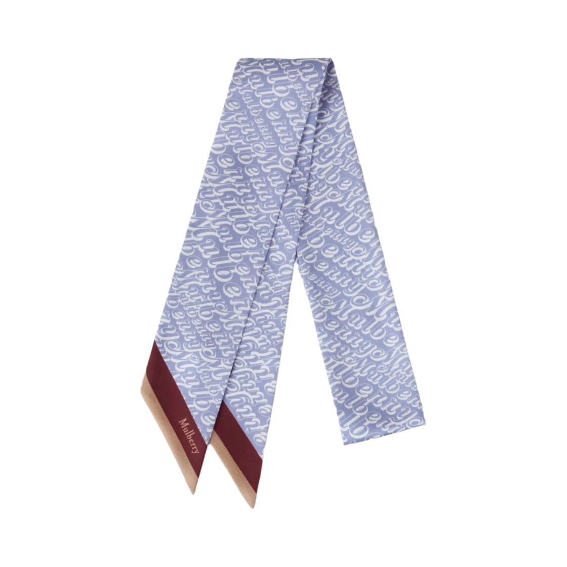 VS4810-051V694 (W) Mulberry Recycled Polyester Fantasy Mulberry Logo Skinny Scarf Lilac Haze White