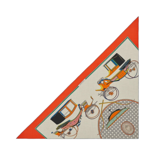 (W) Hermes Les Voitures A Transformation Giant Triangle Orange Naturel Jaune