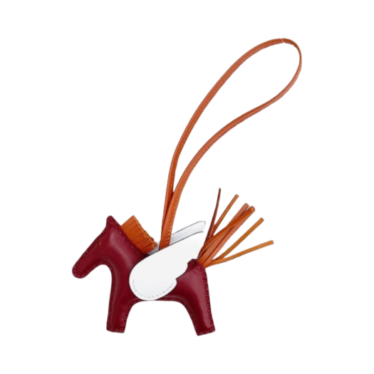 Hermes Rodeo Pegase PM Charm Milo Swift & Rouge Grenat Cornaline Bleu Brume