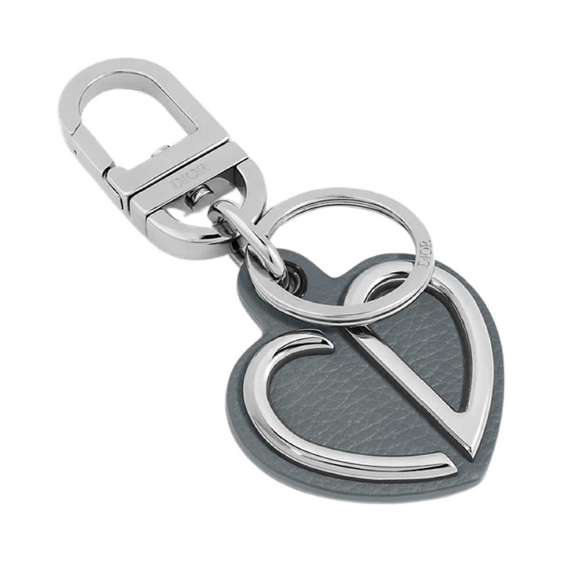 디올 CD 하트 키링 딥 그레이 그레인드 카프스킨 앤 루테늄 피니쉬 브라스(Dior CD Heart Key Ring Deep Gray Grained Calfskin and Ruthenium Finish Brass) - 1