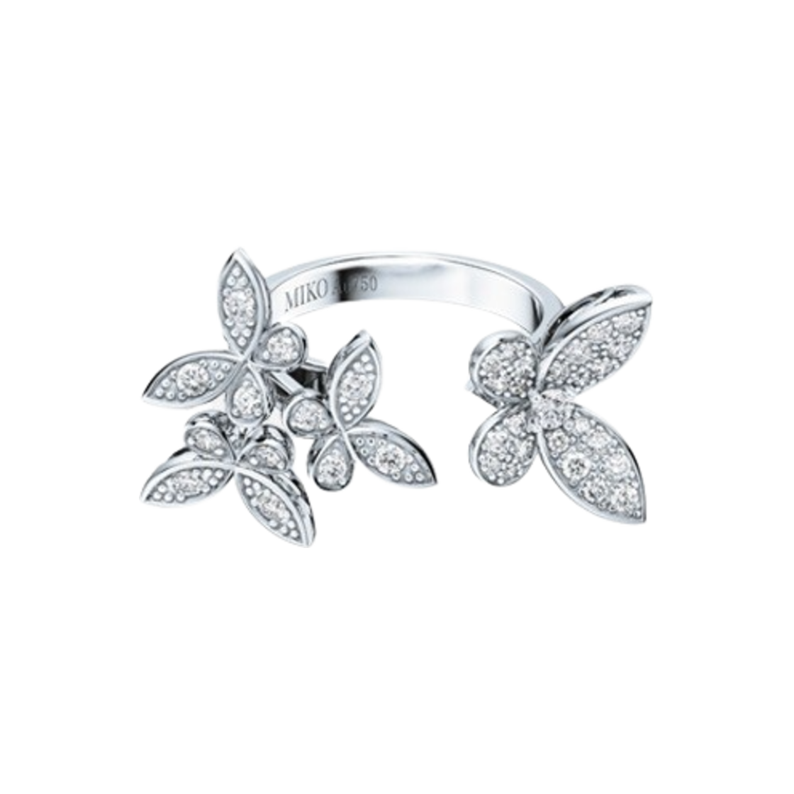 미꼬 모르포 M 다이아몬드 파베 오픈링 4모티브 화이트 골드(Miko Morpho M Diamond Pave Open Ring 4 Motif White Gold)