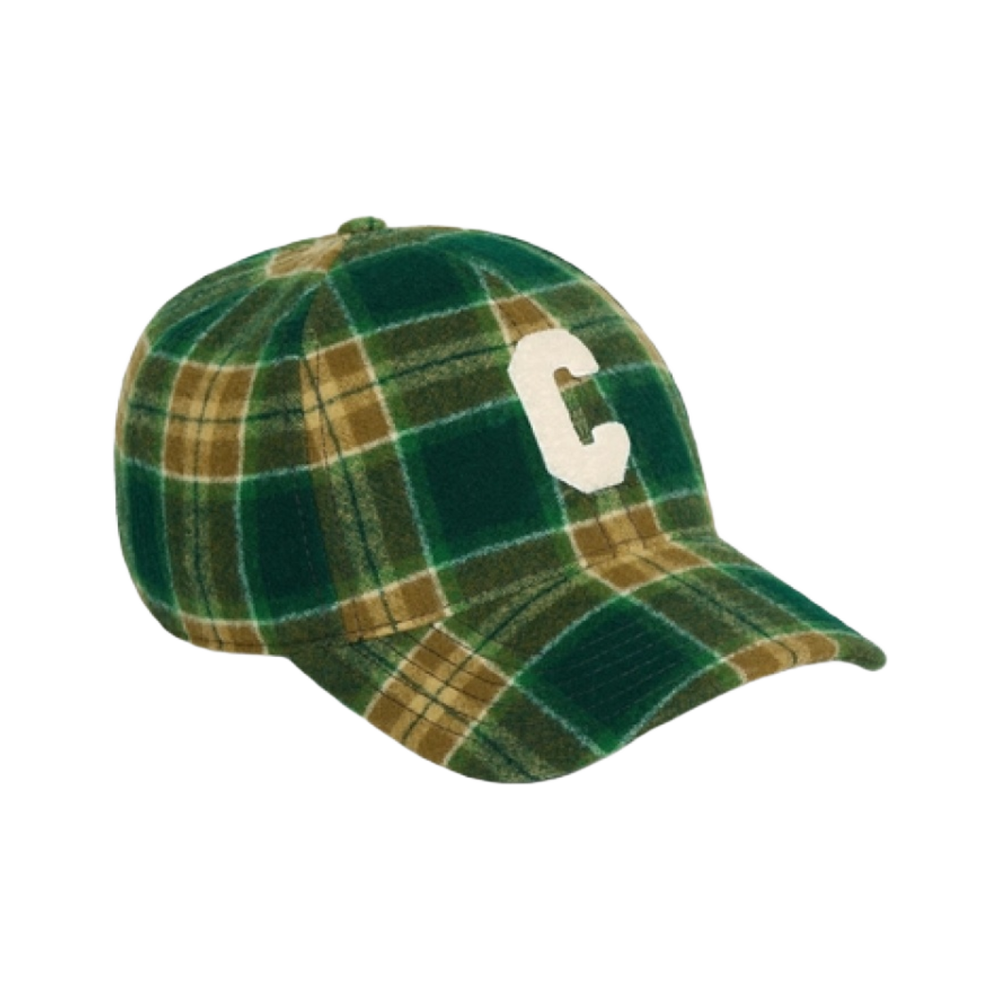 셀린느 체크 울 이니셜 스냅백 캡 버트 카키 끄레(Celine Initial Snapback Cap in Checked Wool Vert Khaki Craie) - 2