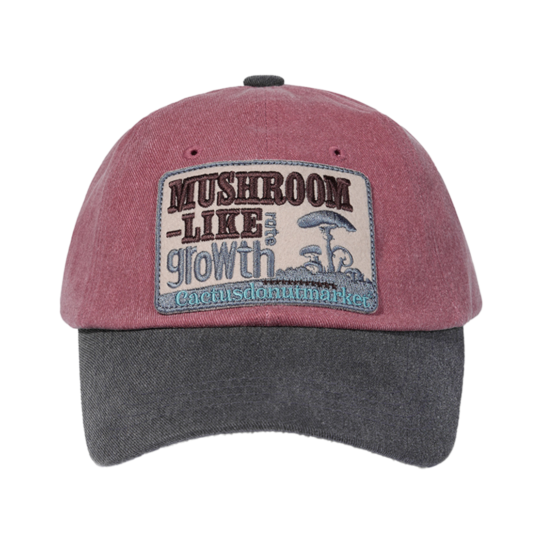 캑터스도넛마켓 머쉬룸 패치 투톤 볼캡 다크 핑크/차콜(Cactusdonutmarket Mushroom Patch Two Tone Ball Cap - Dark Pink/Charcoal)