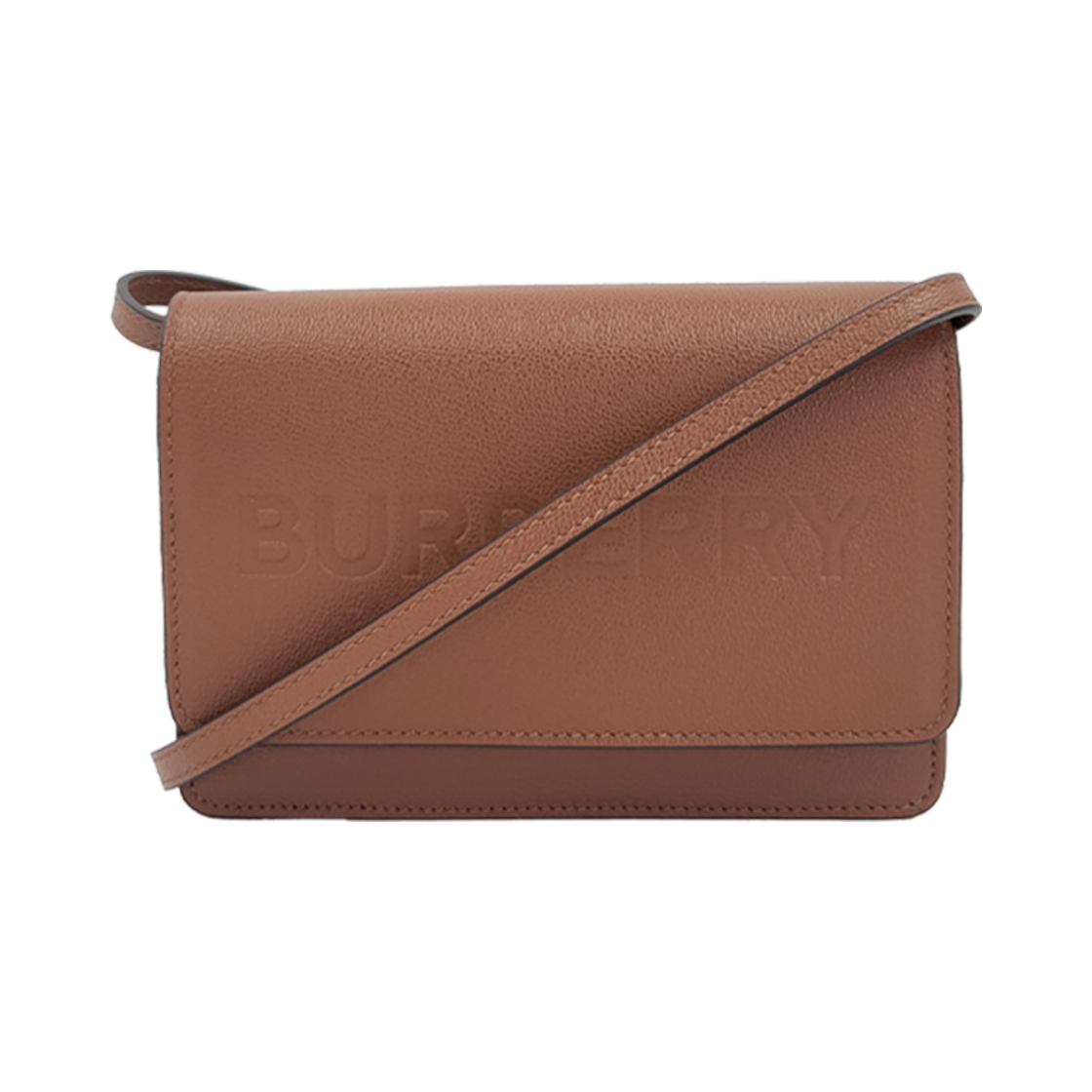 8061361 Burberry Hampshire Embossed Logo Leather Crossbody Bag Brown