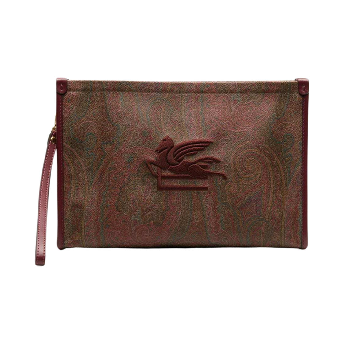 1P0397863600 Etro Paisley Embroidered Logo Pouch Brown