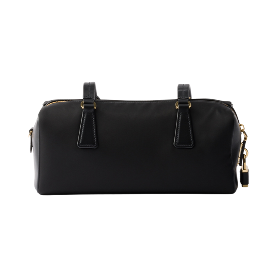 프라다 리나일론 앤 레더 미디움 탑 핸들 백 패드락 블랙(Prada Re-Nylon and Leather Medium Top-Handle Bag with Padlock Black) - 2