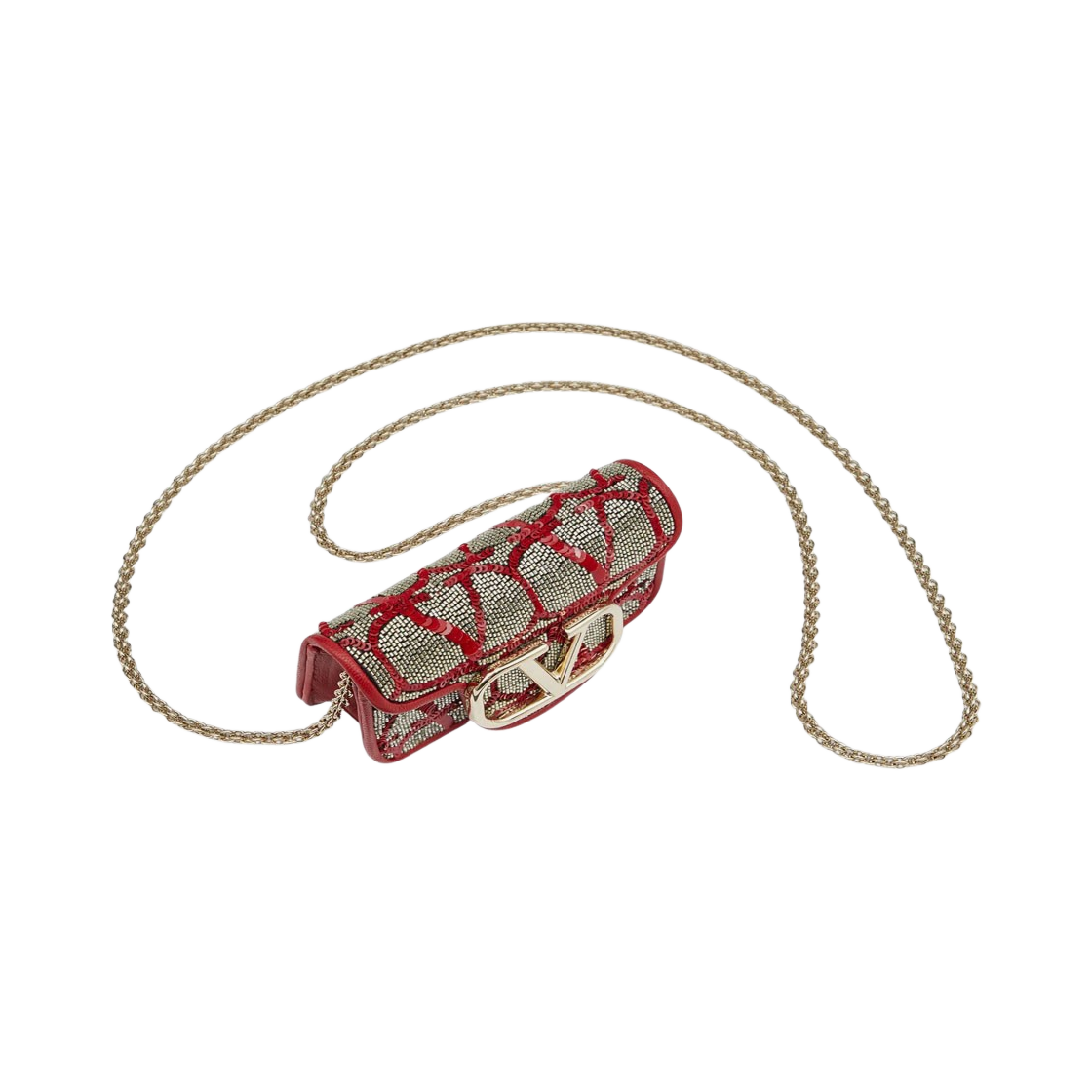 발렌티노 트왈 아이코노그래피 자수 체인 로코 마이크로백 레드(Valentino Loco Micro Bag with Chain with Toile Iconographe Embroidery Red) - 5