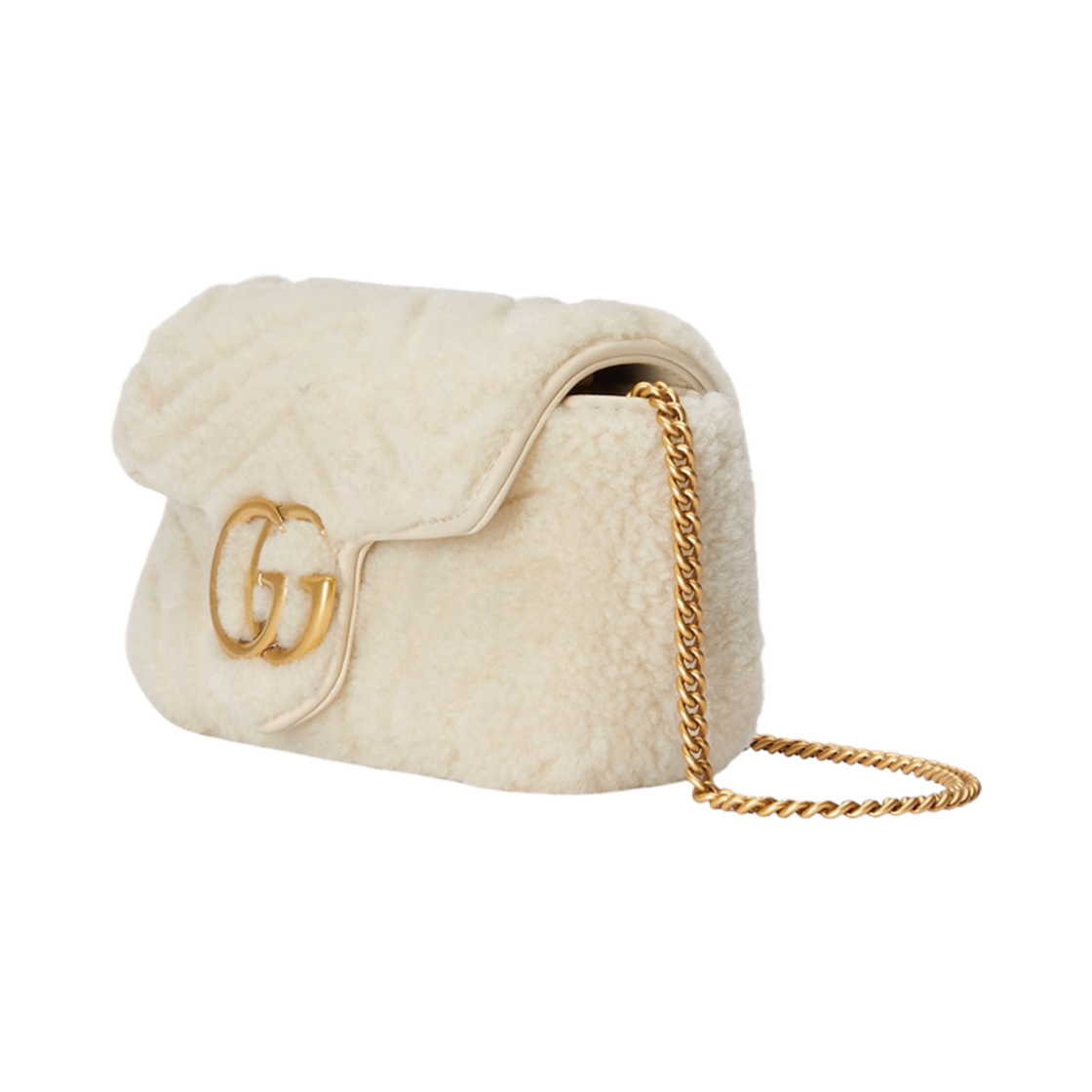 구찌 GG 마몽 슈퍼 미니백 화이트 시어링(Gucci GG Marmont Super Mini Bag White Shearling) - 2