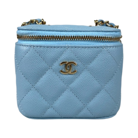 Chanel Small Classic Vanity with Chain Grained Calfskin & Gold Light Blue