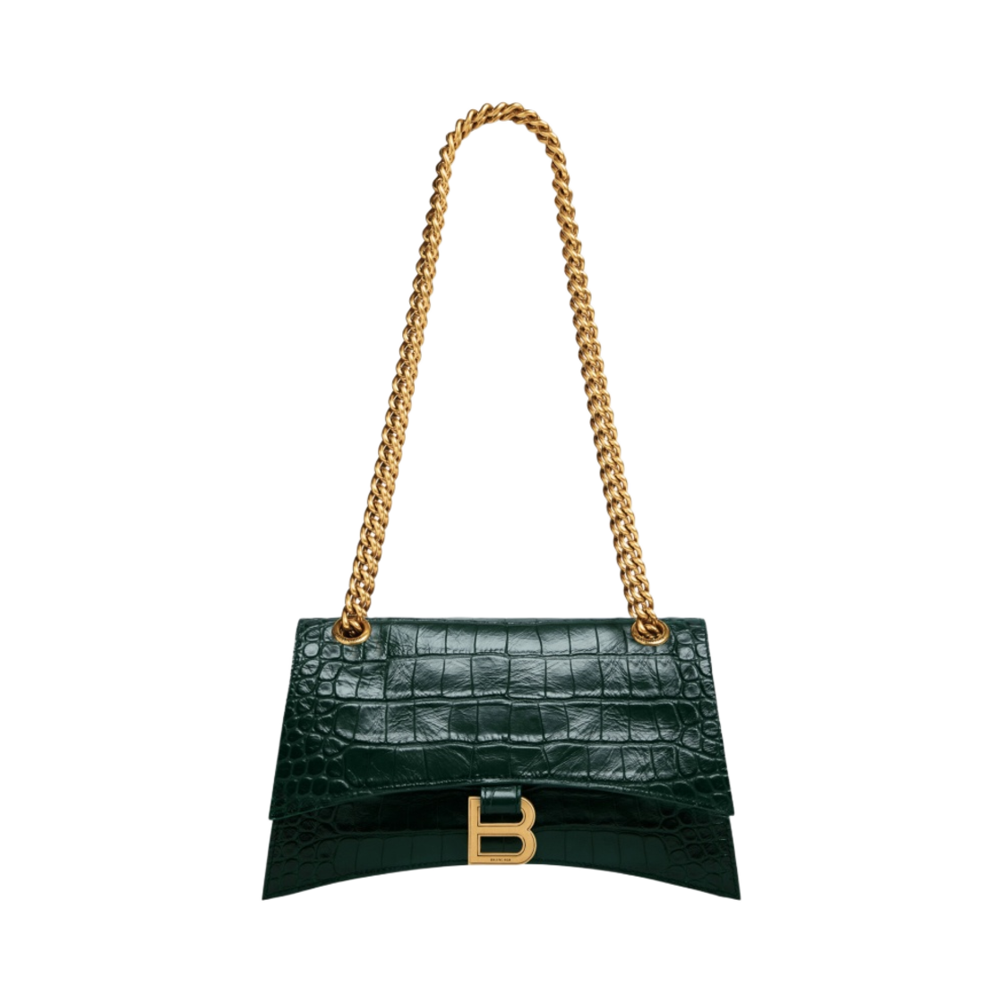 발렌시아가 크러쉬 스몰 체인 백 크로커다일 엠보스 포레스트 그린(Balenciaga Crush Small Chain Bag Crocodile Embossed Forest Green) - 1