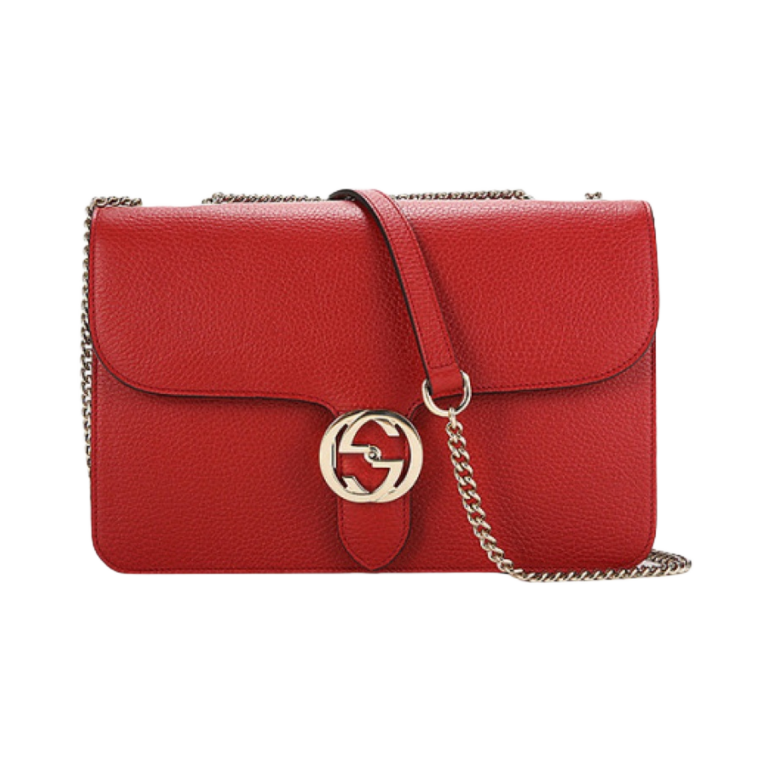 510303-CAO0G-6420 Gucci GG Interlocking Chain Medium Shoulder Bag Red