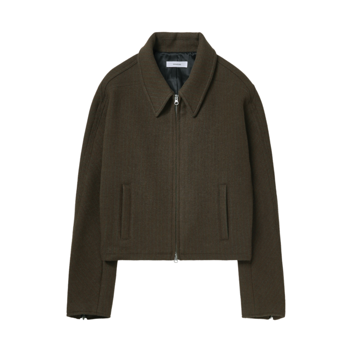 - Nonnod Cropped Detail Wool Jacket Stirpe Brown