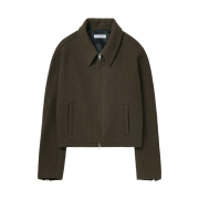 Nonnod Cropped Detail Wool Jacket Stirpe Brown