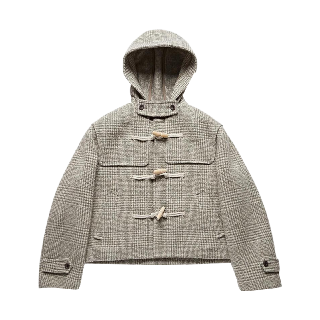 (W) 던스트 크롭 더플 코트 그레이 체크((W) Dunst Cropped Duffle Coat Grey Check) - 1
