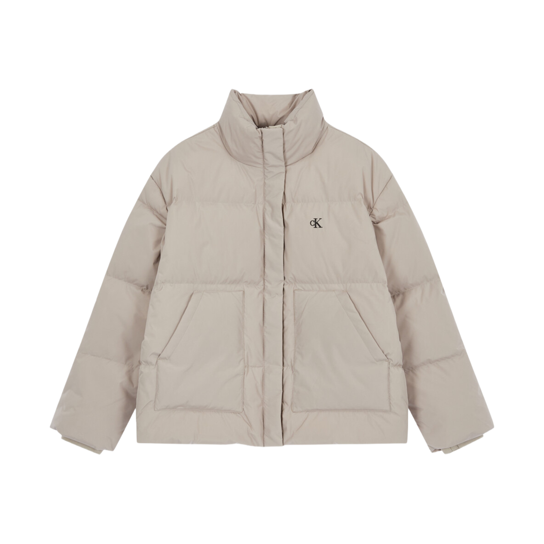 J224676PCF (W) Calvin Klein Short Length Stand Collar Puffer Down Jacket Brown