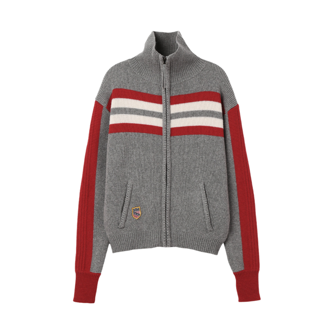 미나수 집업 니트 가디건 그레이