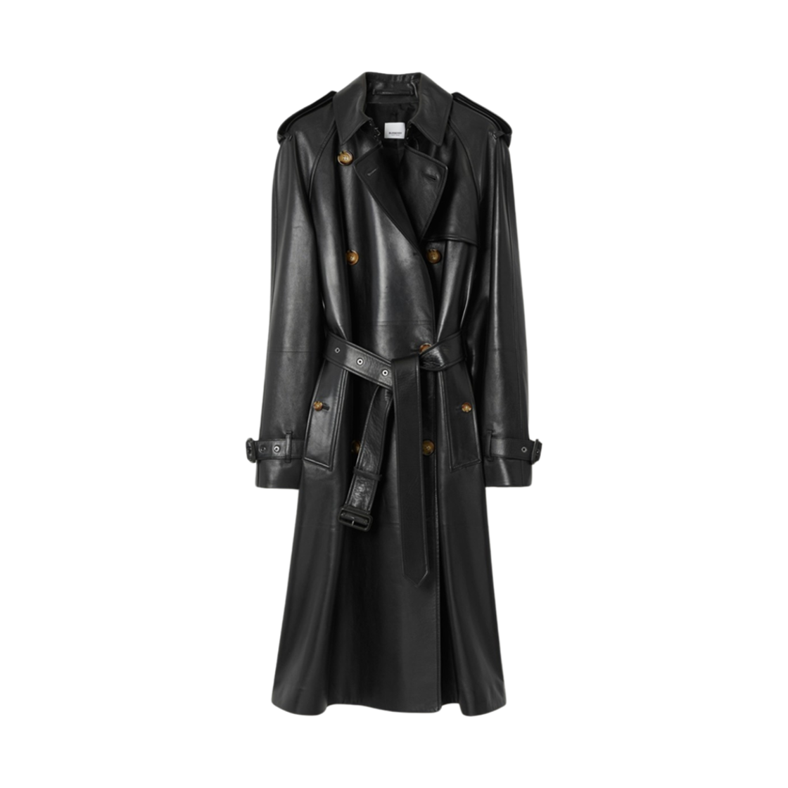 (W) 버버리 롱 레더 트렌치 코트 블랙((W) Burberry Long Leather Trench Coat Black) - 1