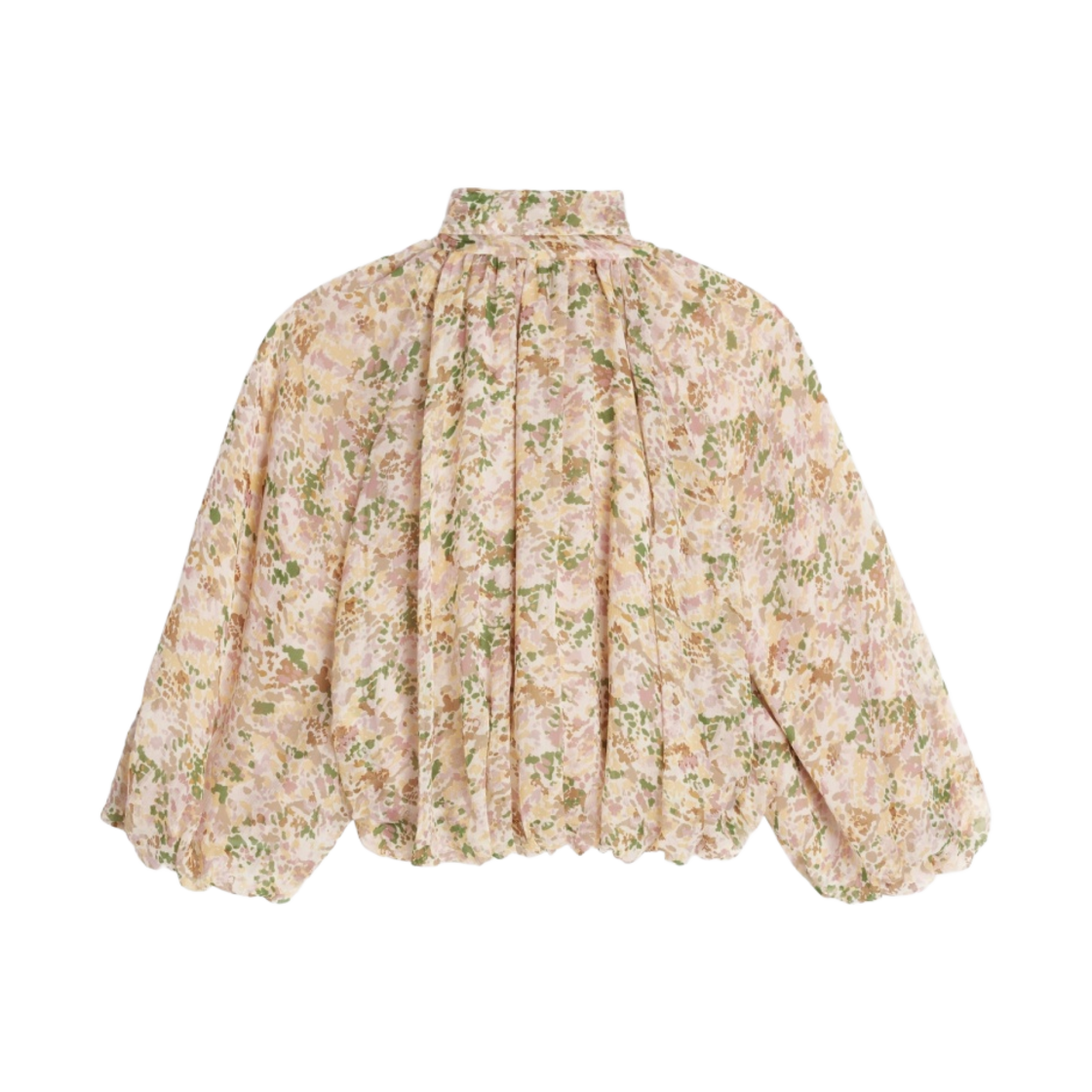 (W) 셀린느 실크 크레퐁 퍼프 라발리에르 탑 바닐라 파스텔((W) Celine Puffed Lavalliere Top in Silk Crepon Vanilla Pastel) - 2