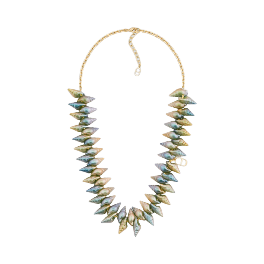 디올 이리디센트 쉘 네클리스 골드 피니쉬 브래스 멀티컬러 레진(Dior Iridescent Shell Necklace Gold Finish Brass Multicolor Resin) - 1