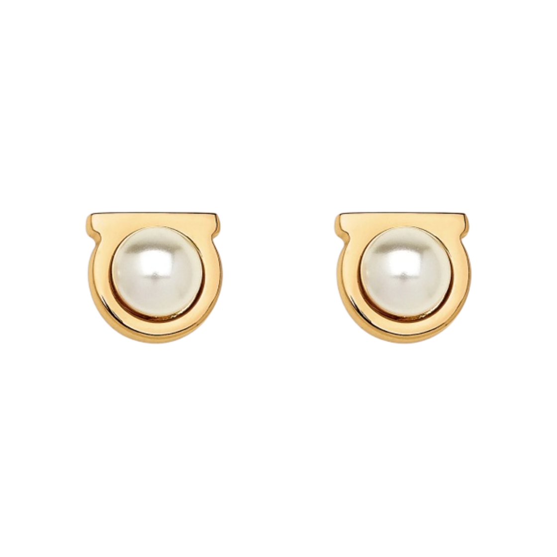 (W) 페라가모 펄 이어링 글래스 브래스 & 골드((W) Ferragamo Pearl Earrings Glass Brass & Gold)