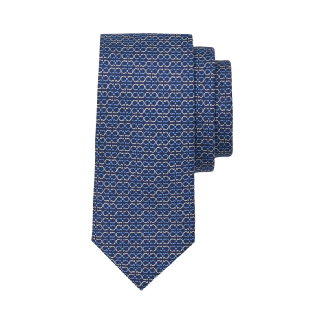 페라가모 간치니 프린트 실크 타이 블루 마린(Ferragamo Gancini Print Silk Tie Blue Marine) - 1