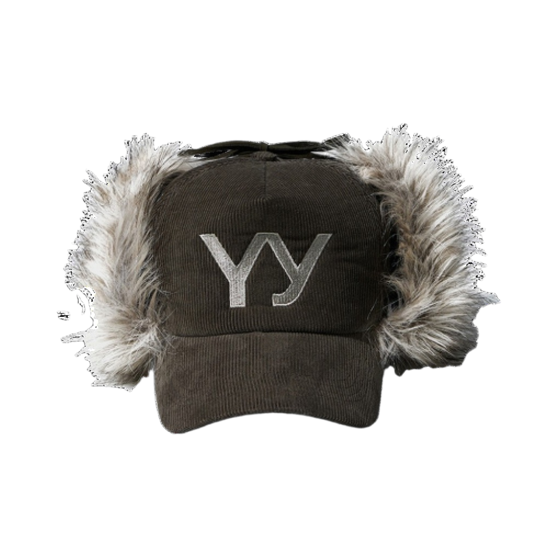 오픈 Yy 포우 퍼 코듀로이 이어플랩 캡 카키(Open Yy Faux Fur Corduroy Earflap Cap Khaki)