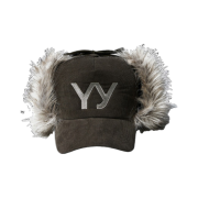 Open Yy Faux Fur Corduroy Earflap Cap Khaki