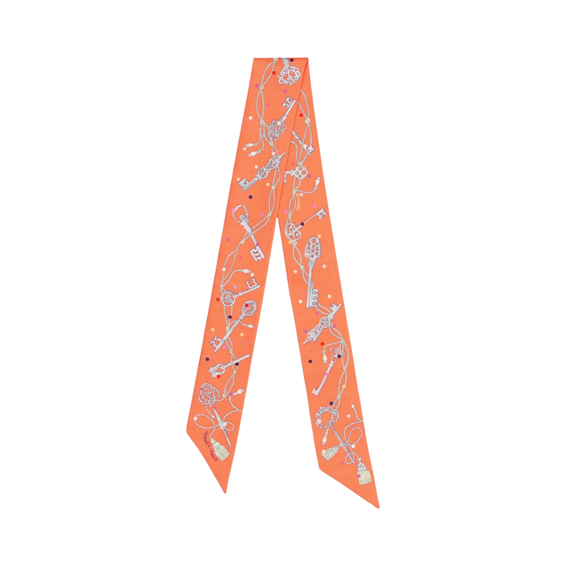 H063871S06 (W) Hermes Les Cles a Pois Twilly Abricot Gris acier Multicolore