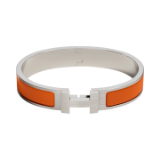Hermes Clic HH Bracelet Brushed Palladium & Orange Mat