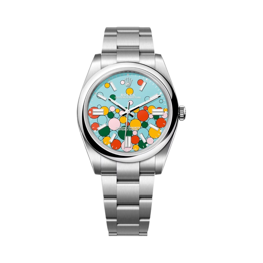 롤렉스 오이스터 퍼페추얼 41mm 124300 셀레브레이션 모티프 터콰이즈 블루 오이스터(Rolex Oyster Perpetual 41mm 124300 Celebration Motif Turquoise Blue Oyster)