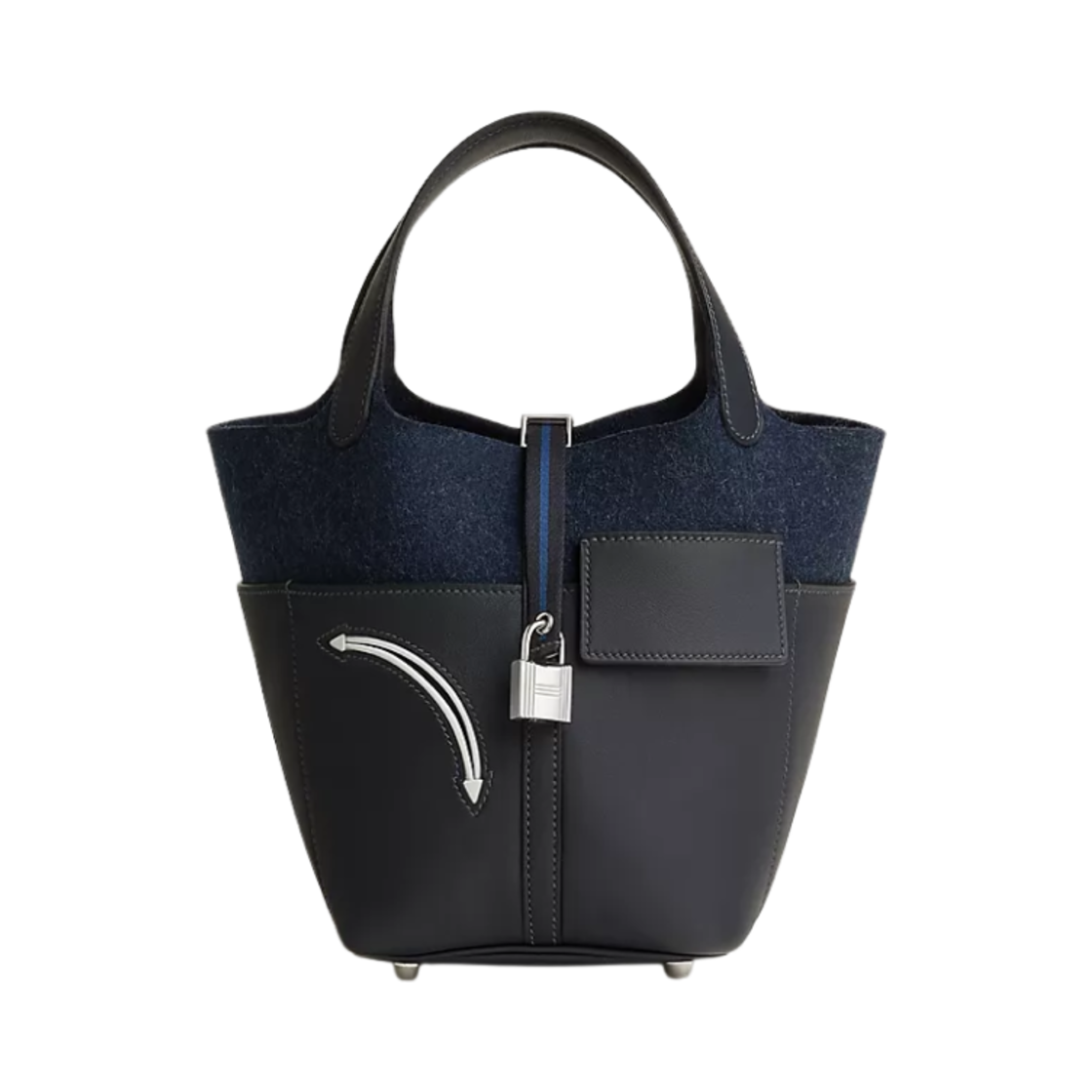 에르메스 피코틴 락 18 백 펠트 스위프트 & 팔라듐 하드웨어 카방 블루 뉘 카방 블루 드 프랑스 뉴 화이트(Hermes Picotin Lock 18 Bag Felt Swift & Palladium Caban Bleu Nuit Caban Bleu De France New White) - 1