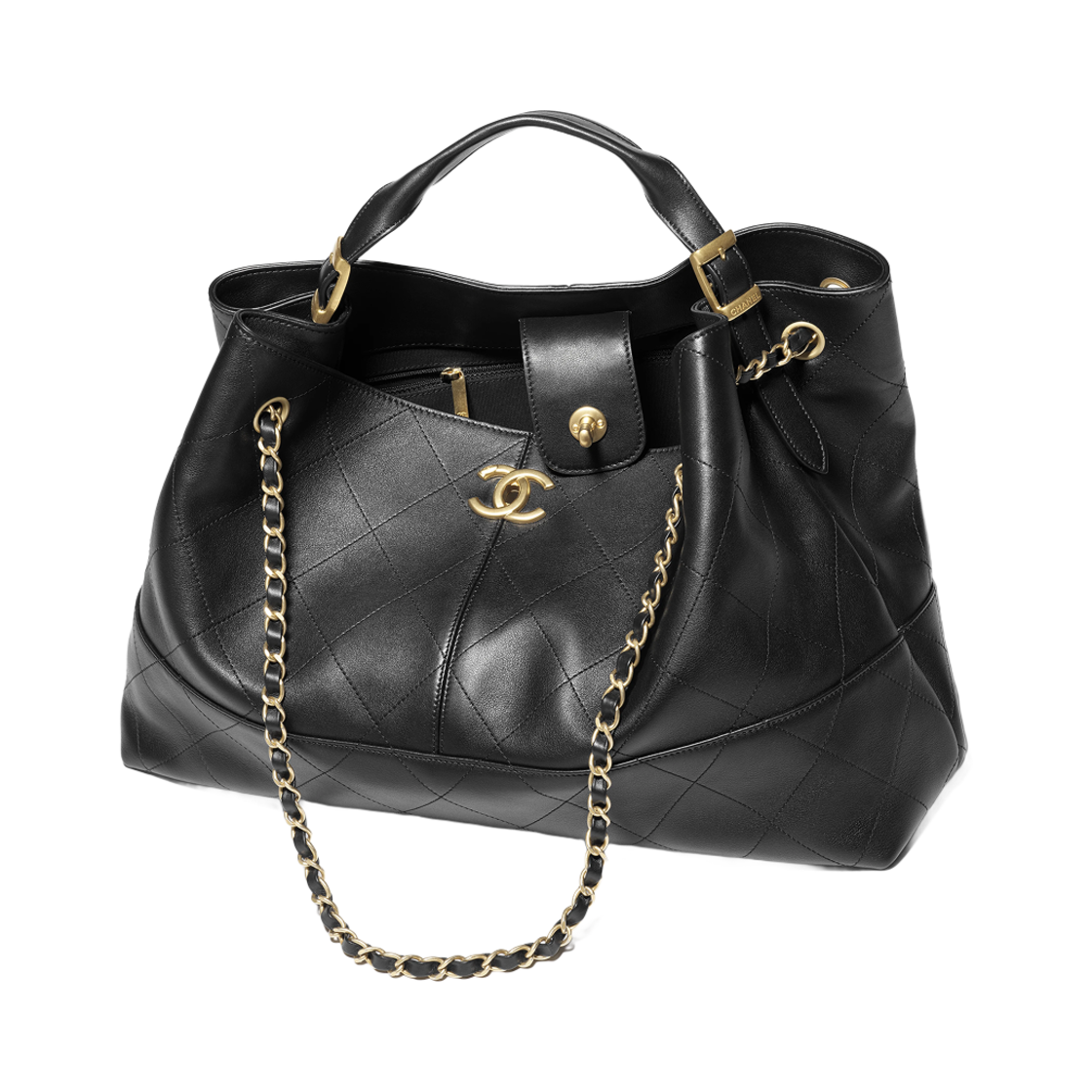 샤넬 쇼핑백 카프스킨 & 골드 메탈 블랙(Chanel Shopping Bag Calfskin & Gold Black) - 3