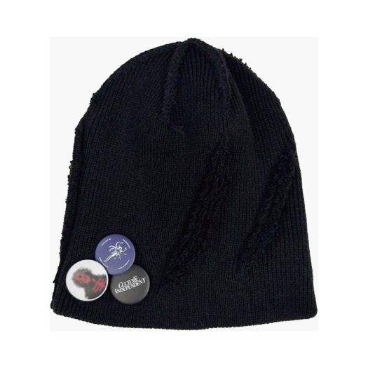 25-AC001 BK Resurrection13 Incision Badge Beanie Black