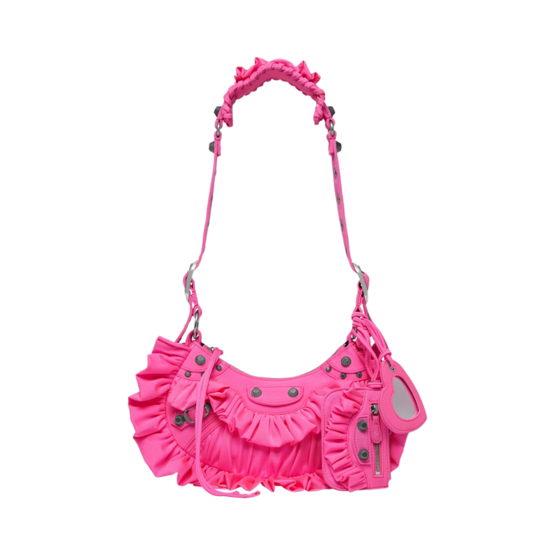 발렌시아가 르 카골 XS 숄더백 러플 애시드 핑크(Balenciaga Le Cagole XS Shoulder Bag with Ruffles Acid Pink) - 1