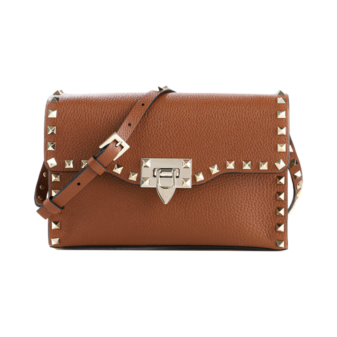 B0181VSFHG5 Valentino Small Stampa Alce Calfskin Rockstud Crossbody Bag Brown
