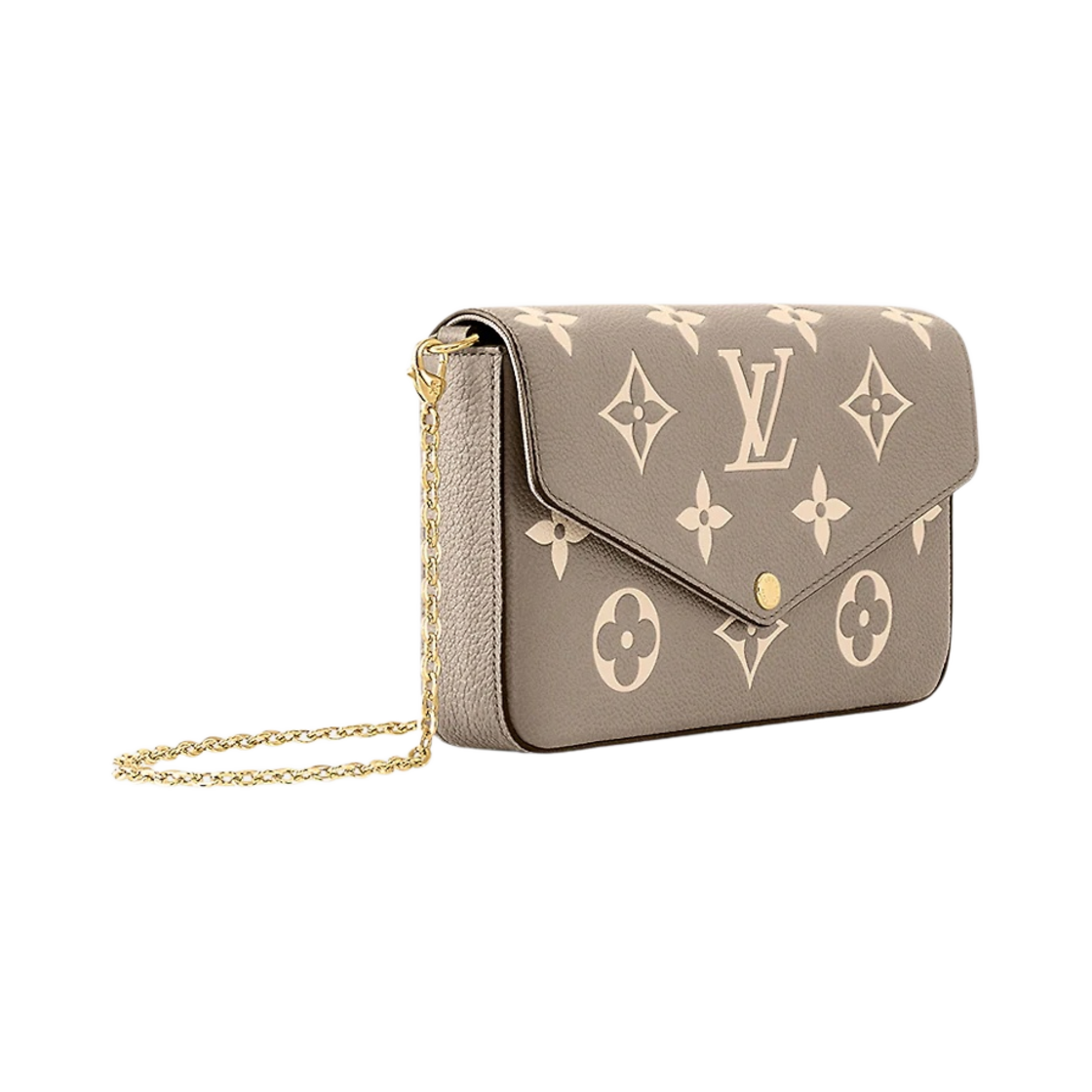 M69977 Louis Vuitton Felicie Pochette Monogram Empreinte Tourterelle Creme - #2