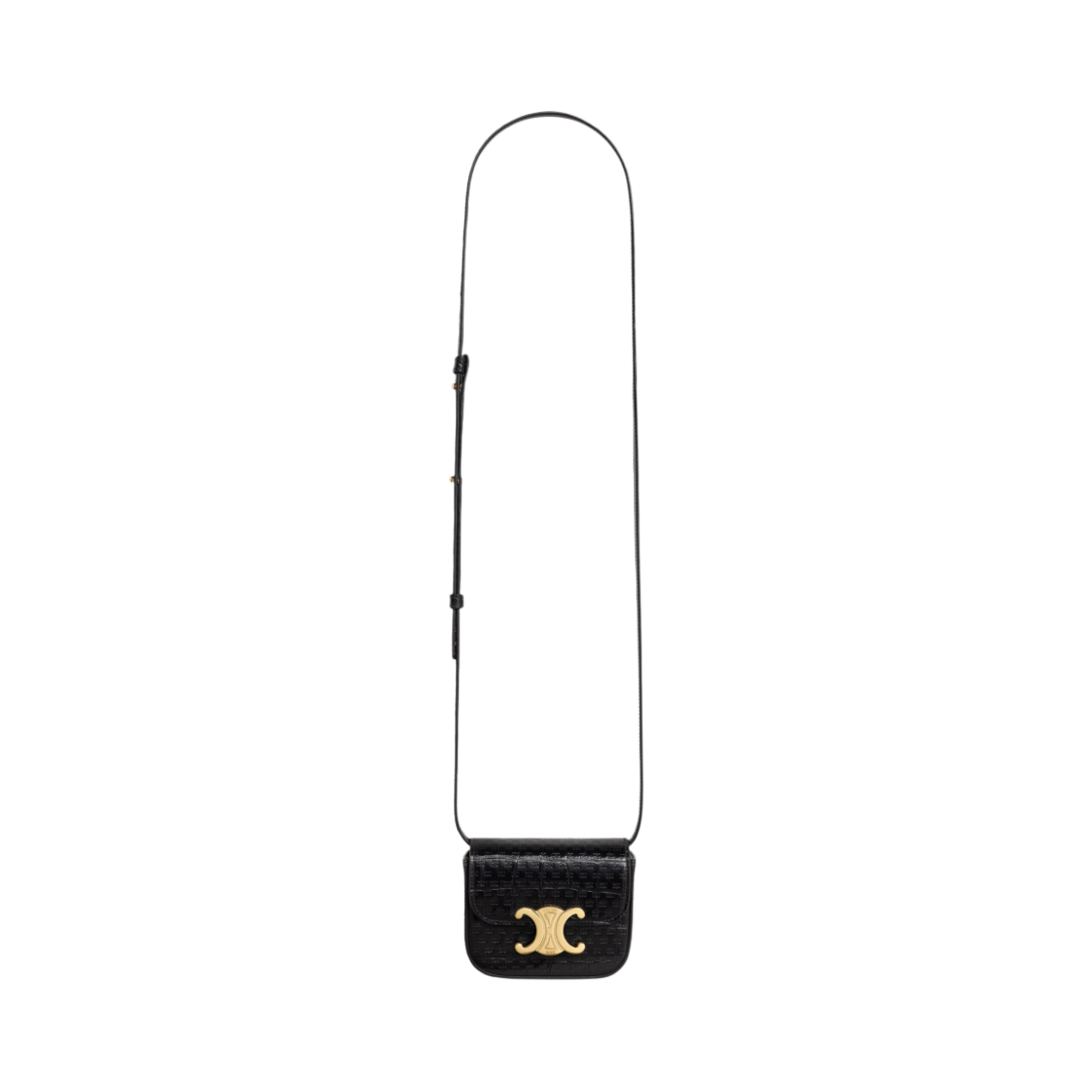 셀린느 미니 클로드 카프스킨 크로코 이펙트 엠보스 트리옹프 블랙(Celine Mini Claude in Calfskin Croco Effect Embossed Triomphe Black) - 4