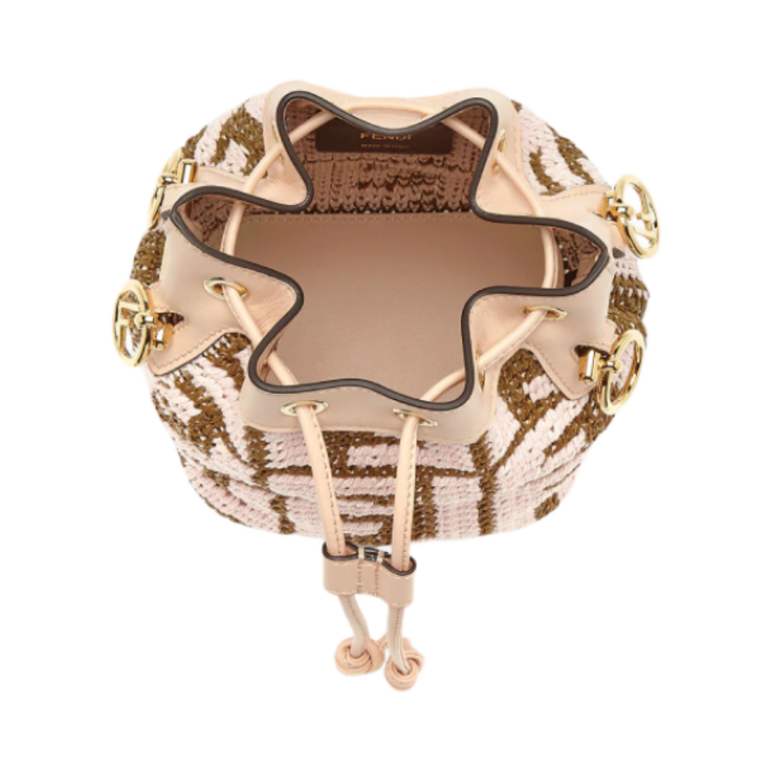 펜디 몬트레조 라피아 미니 버킷백 베이지 핑크(Fendi Mon Tresor Raffia Mini Bucket Bag Beige Pink) - 3