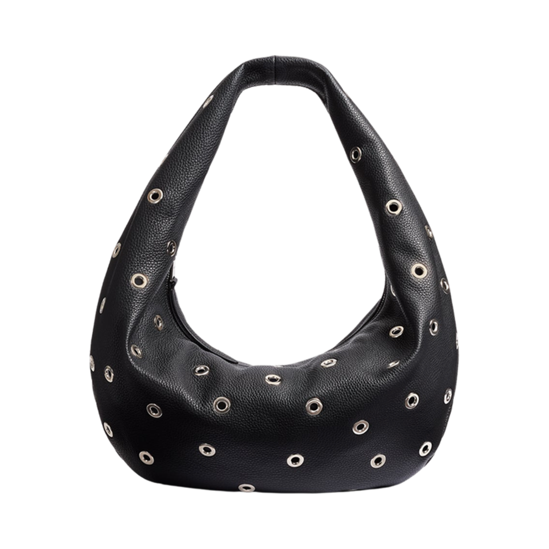 H6015-918-200 Khaite Medium Olivia Hobo Bag in Pebbled Leather with Grommets Black