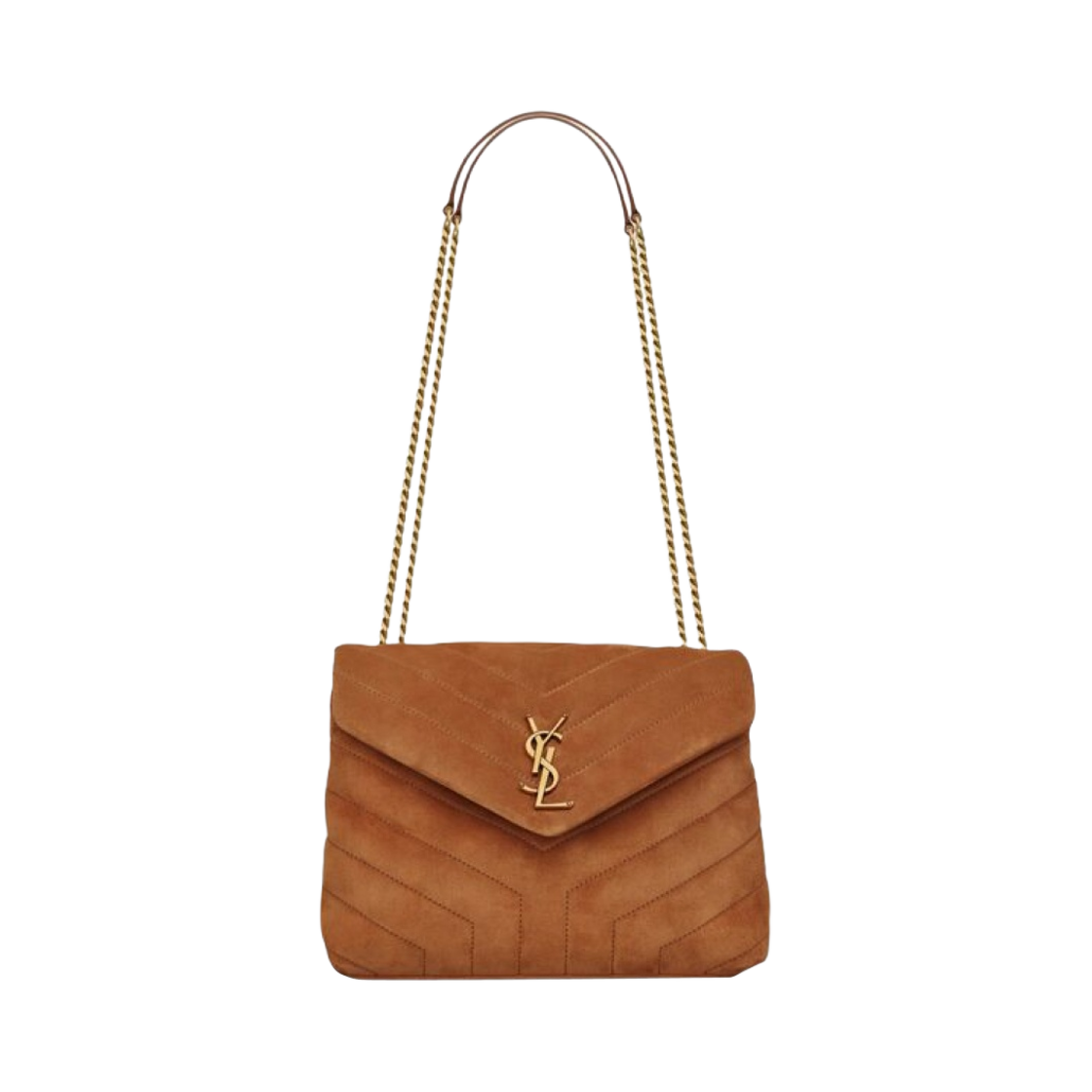 생로랑 루루 스몰 체인 백 Y 퀼티드 스웨이드 시나몬(Saint Laurent Loulou Small Chain Bag In Y-Quilted Suede Cinnamon) - 1