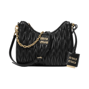 Miu Miu Matelasse Nappa Leather Shoulder Bag Black