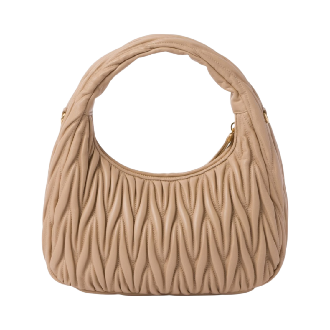 미우 미우 완더 마테라쎄 나파 레더 호보백 샌드 베이지(Miu Miu Wander Matelasse Nappa Leather Hobo Bag Sand Beige) - 3
