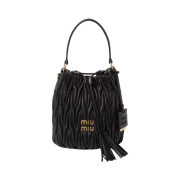Miu Miu Matelasse Nappa Leather Bucket Bag Black