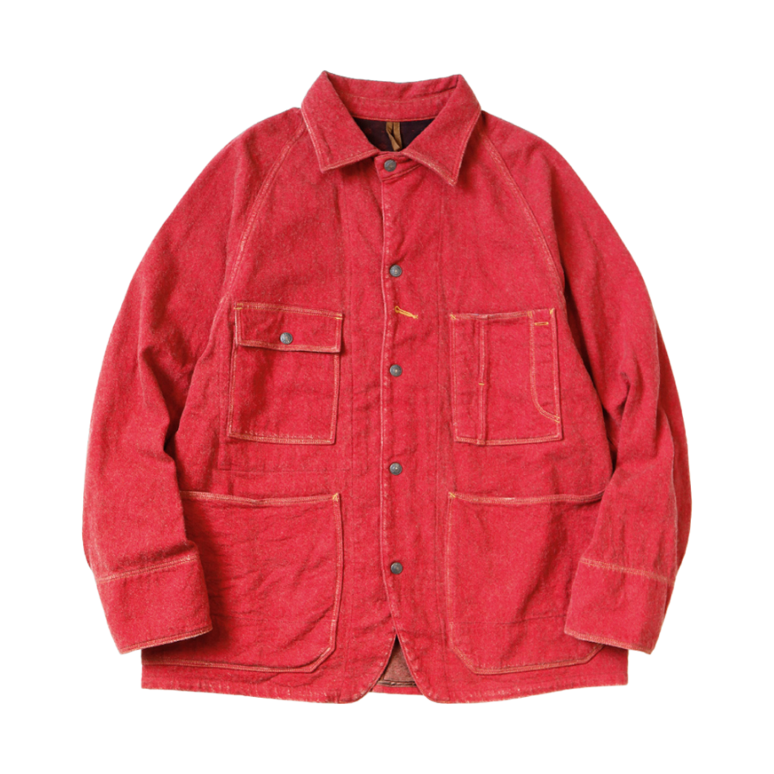 K2409LJ012 Kapital Twill Aged Wool Cactus Coverall Faded Red